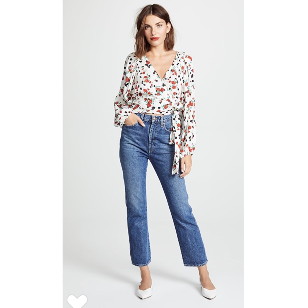 SILK A.L.C. CARLA FLORAL WRAPPED CROPPED TOP NWT